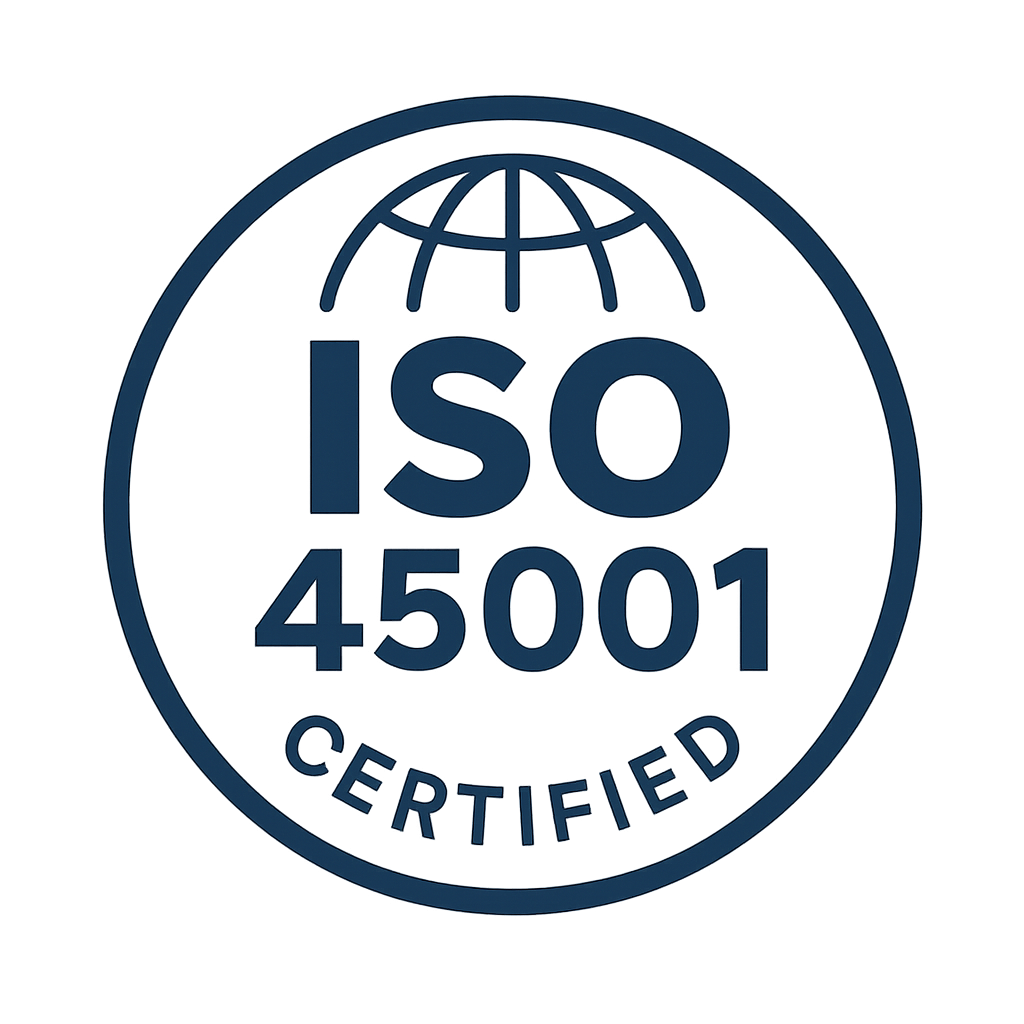 ISO 45001 certified — Health & Safety